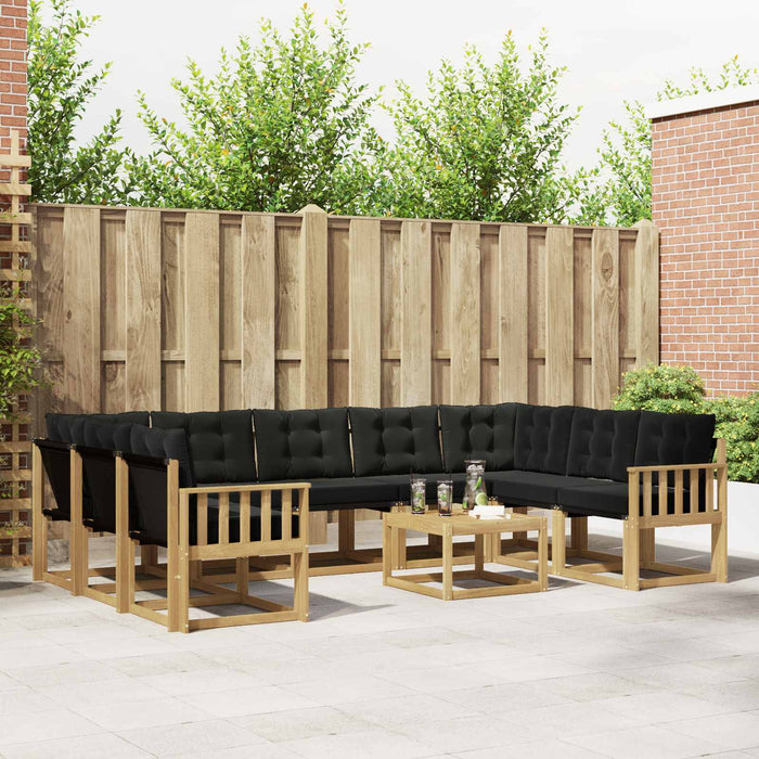 Set de canapele de exterior cu pernă 10 pcs Alb și negru WALTI