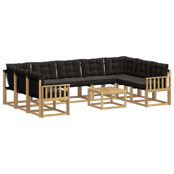 Set de canapele de exterior cu pernă 10 pcs Alb și negru WALTI