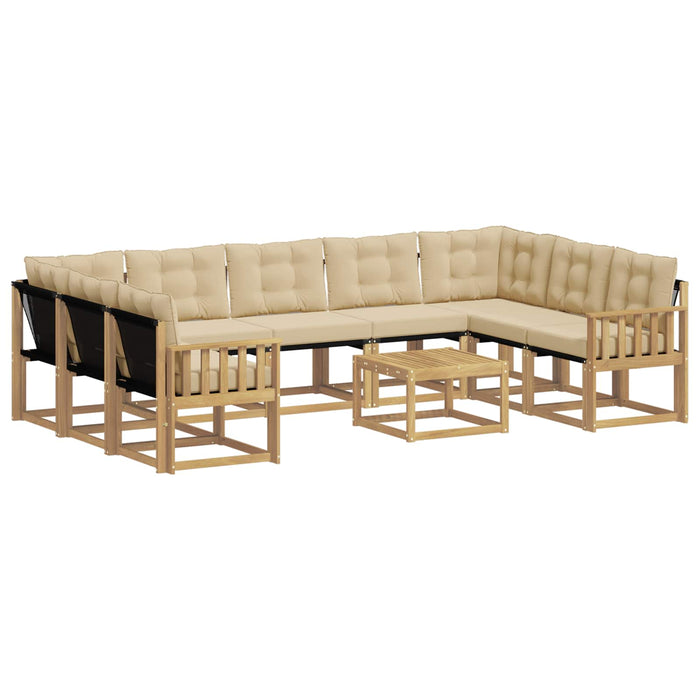 Set de canapele de exterior cu pernă 10 pcs Alb și Bej WALTI