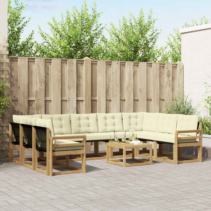 Set de canapele de exterior cu pernă 10 pcs Alb și crem WALTI