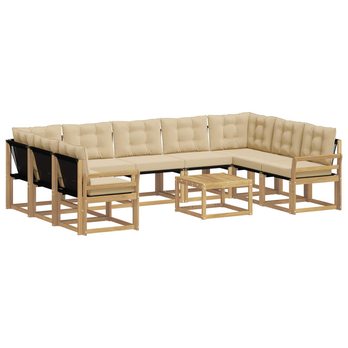Set de canapele de exterior cu pernă 10 pcs Alb și Bej WALTI