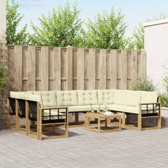 Set de canapele de exterior cu pernă 10 pcs Alb și crem WALTI