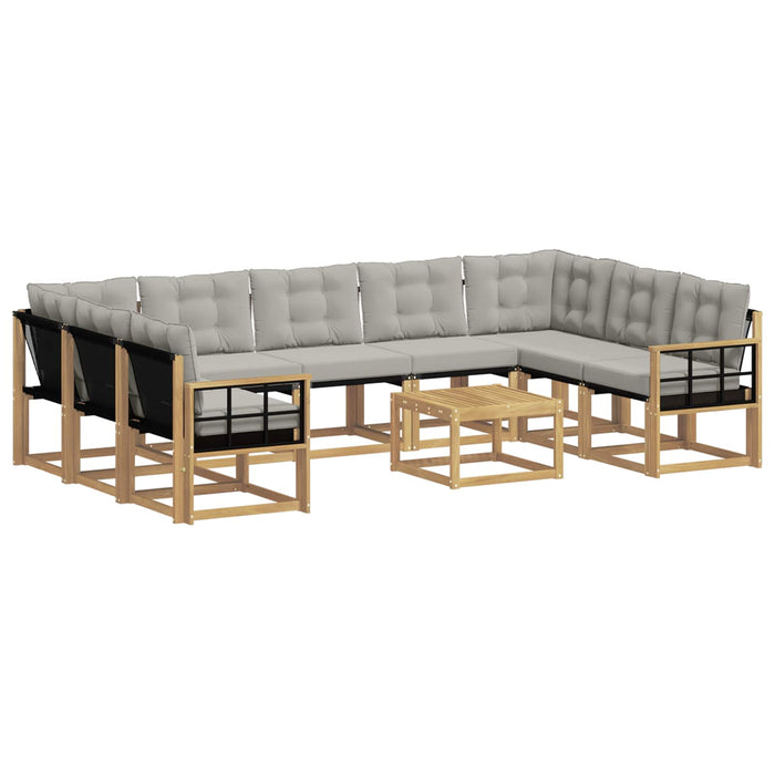 Set de canapele de exterior cu pernă 10 pcs Alb și gri deschis WALTI