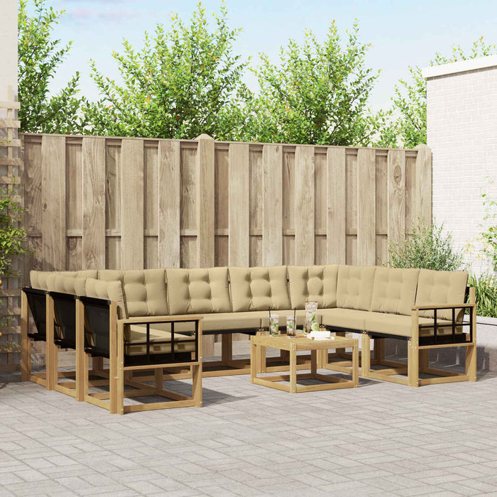 Set de canapele de exterior cu pernă 10 pcs Alb și Bej WALTI