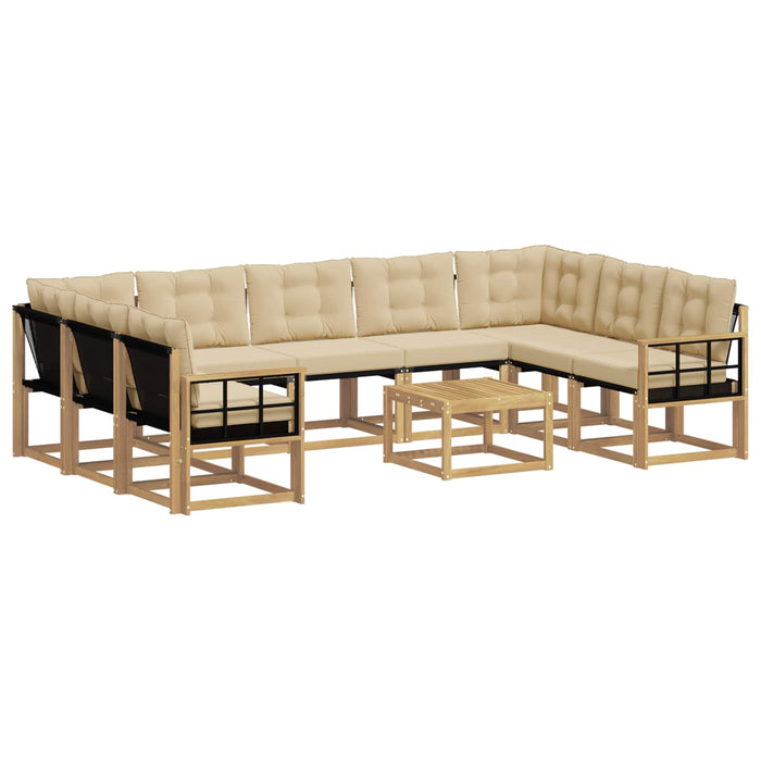 Set de canapele de exterior cu pernă 10 pcs Alb și Bej WALTI