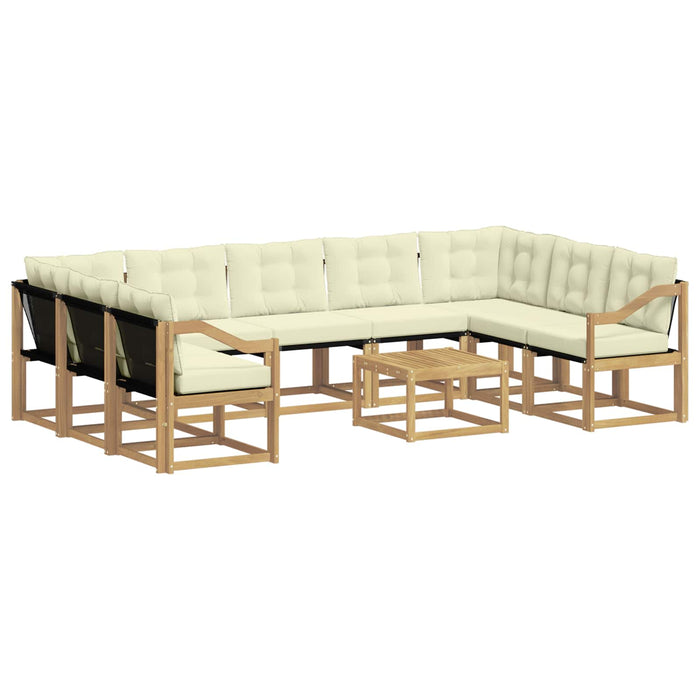 Set de canapele de exterior cu pernă 10 pcs Alb și crem WALTI