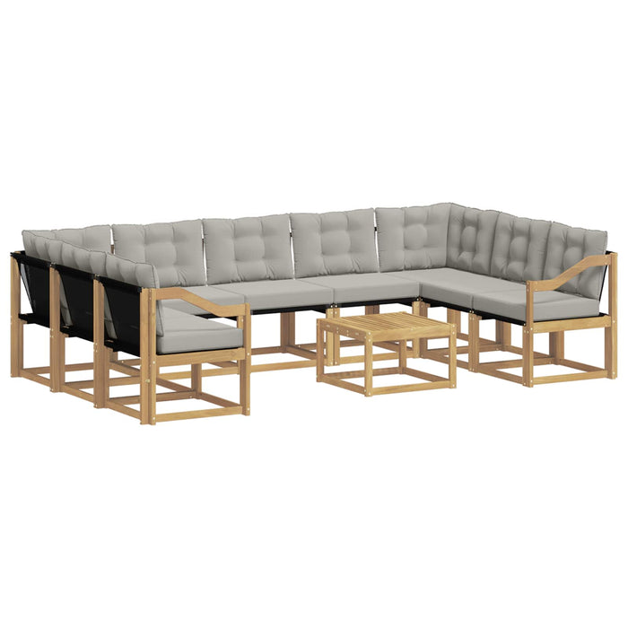 Set de canapele de exterior cu pernă 10 pcs Alb și gri deschis WALTI