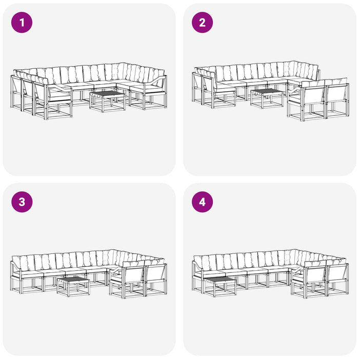 Set de canapele de exterior cu pernă 10 pcs Alb și gri deschis WALTI