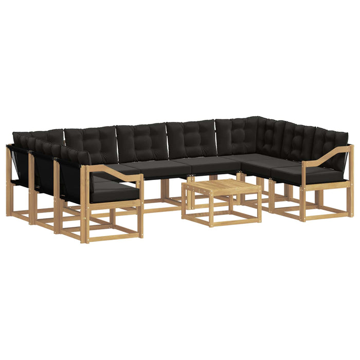 Set de canapele de exterior cu pernă 10 pcs Alb și negru WALTI