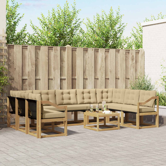 Set de canapele de exterior cu pernă 10 pcs Alb și Bej WALTI
