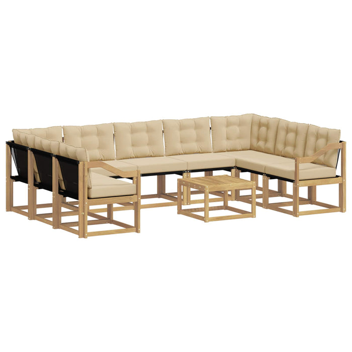 Set de canapele de exterior cu pernă 10 pcs Alb și Bej WALTI