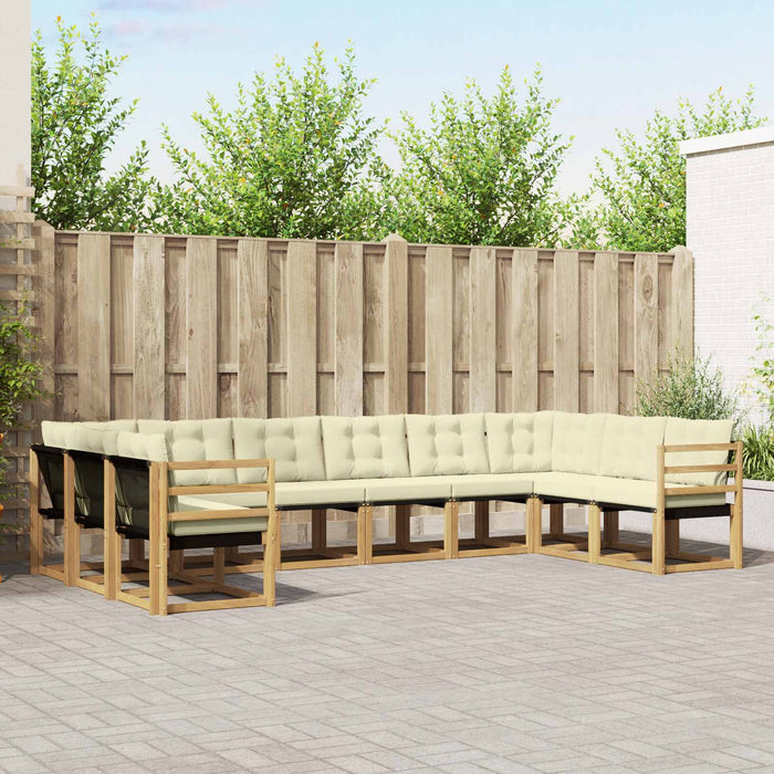 Set de canapele de exterior cu pernă 10 pcs Alb și crem WALTI
