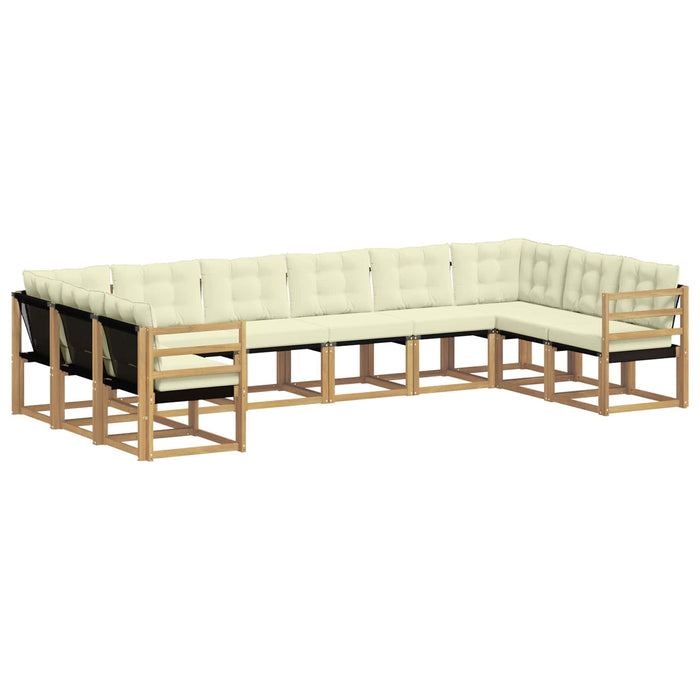 Set de canapele de exterior cu pernă 10 pcs Alb și crem WALTI