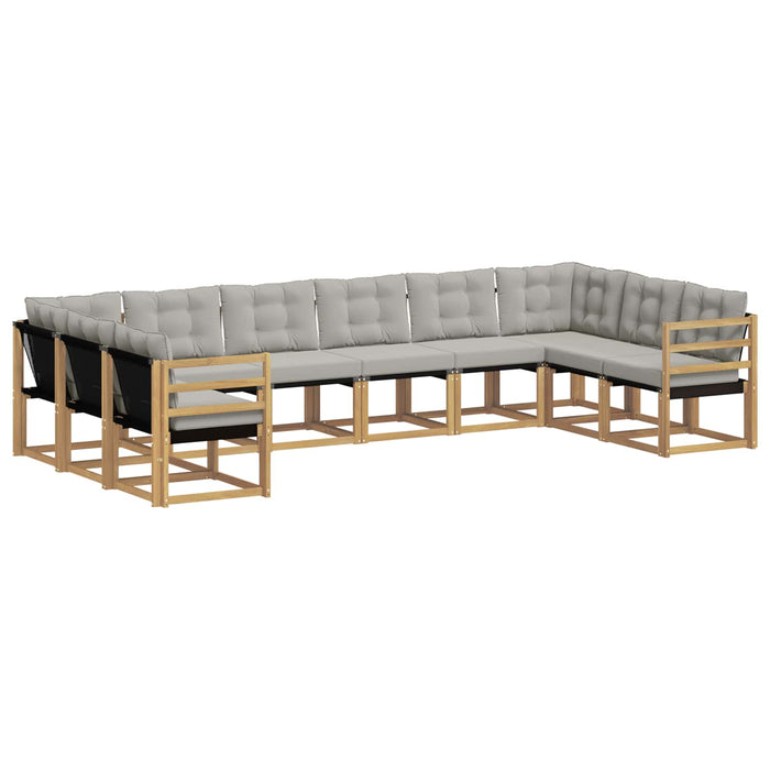 Set de canapele de exterior cu pernă 10 pcs Alb și gri deschis WALTI
