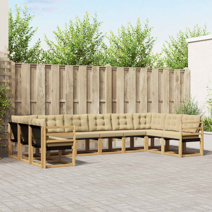 Set de canapele de exterior cu pernă 10 pcs Alb și Bej WALTI
