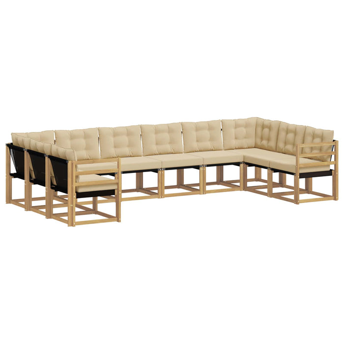 Set de canapele de exterior cu pernă 10 pcs Alb și Bej WALTI