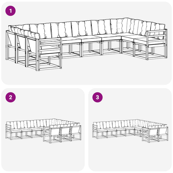 Set de canapele de exterior cu pernă 10 pcs Alb și Bej WALTI