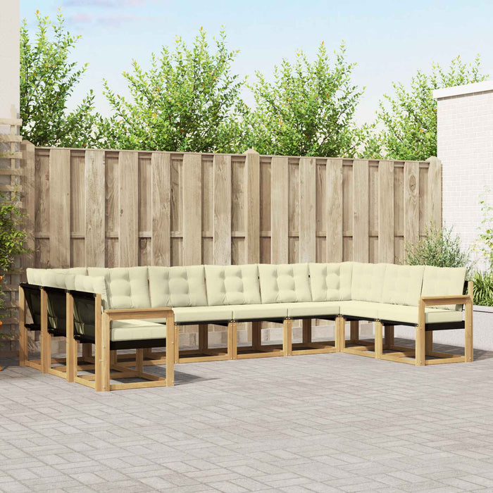 Set de canapele de exterior cu pernă 10 pcs Alb și crem WALTI