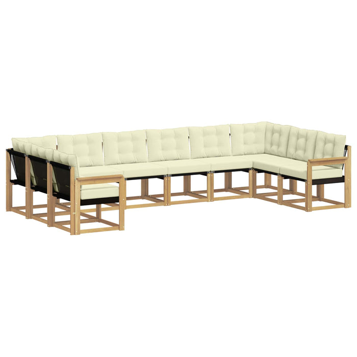 Set de canapele de exterior cu pernă 10 pcs Alb și crem WALTI