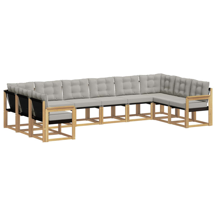 Set de canapele de exterior cu pernă 10 pcs Alb și gri deschis WALTI