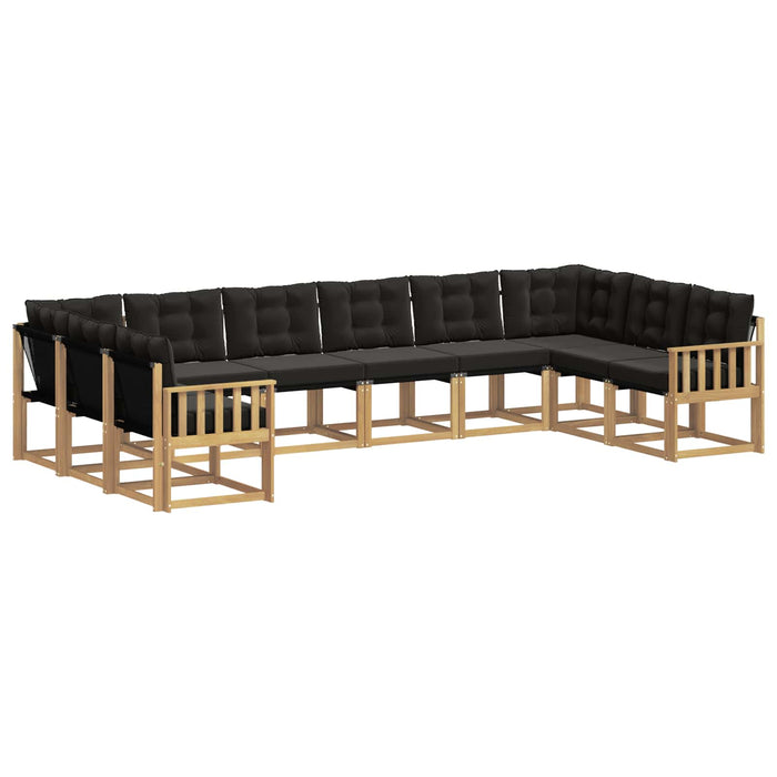 Set de canapele de exterior cu pernă 10 pcs Alb și negru WALTI