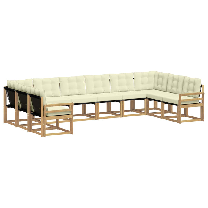 Set de canapele de exterior cu pernă 10 pcs Alb și crem WALTI