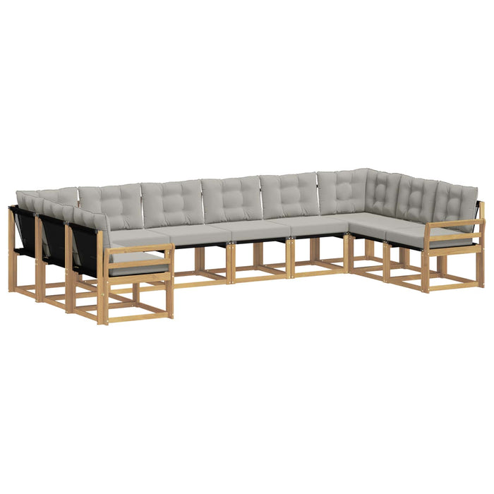 Set de canapele de exterior cu pernă 10 pcs Alb și gri deschis WALTI