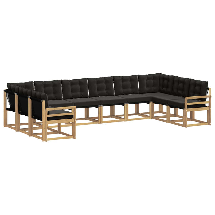 Set de canapele de exterior cu pernă 10 pcs Alb și negru WALTI