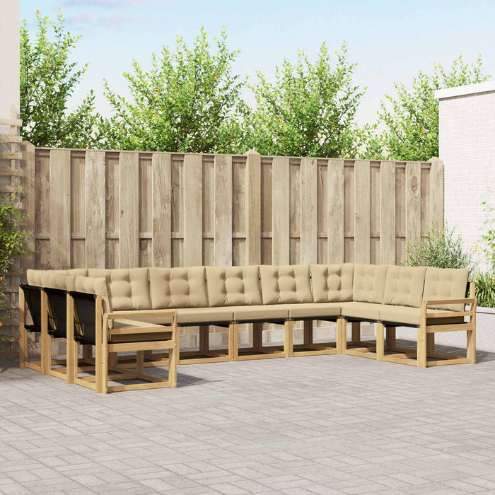 Set de canapele de exterior cu pernă 10 pcs Alb și Bej WALTI