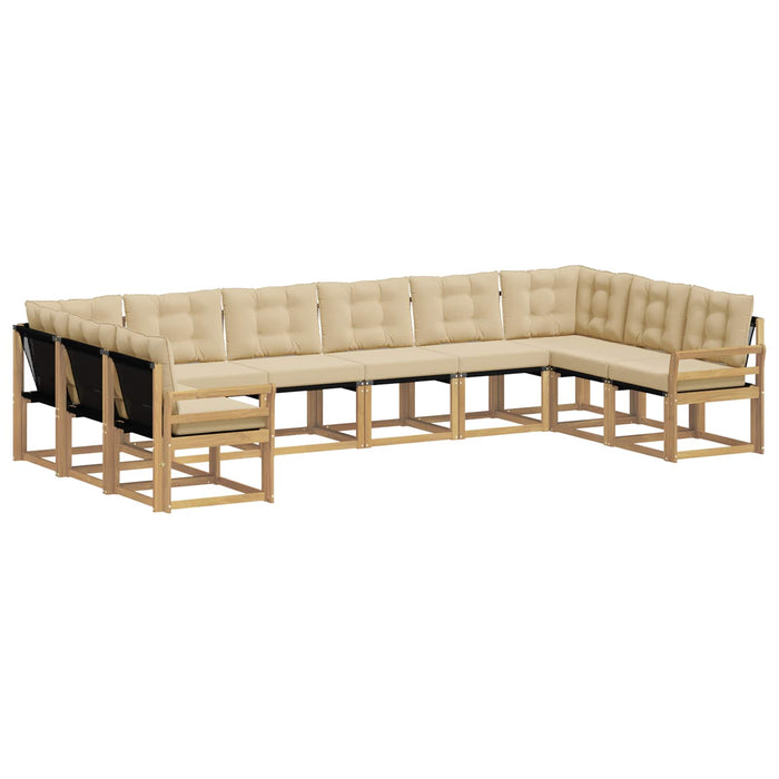 Set de canapele de exterior cu pernă 10 pcs Alb și Bej WALTI