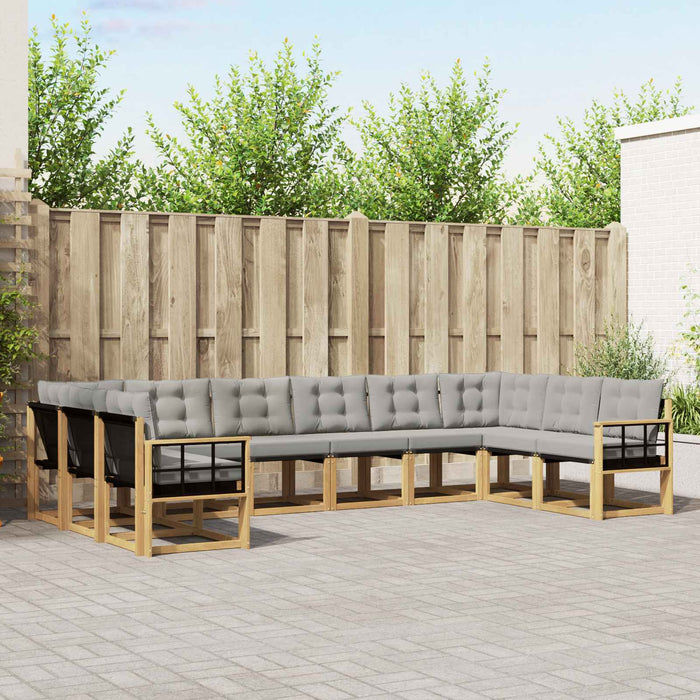 Set de canapele de exterior cu pernă 10 pcs Alb și gri deschis WALTI