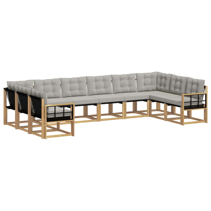 Set de canapele de exterior cu pernă 10 pcs Alb și gri deschis WALTI