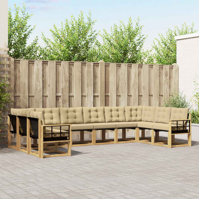 Set de canapele de exterior cu pernă 10 pcs Alb și Bej WALTI