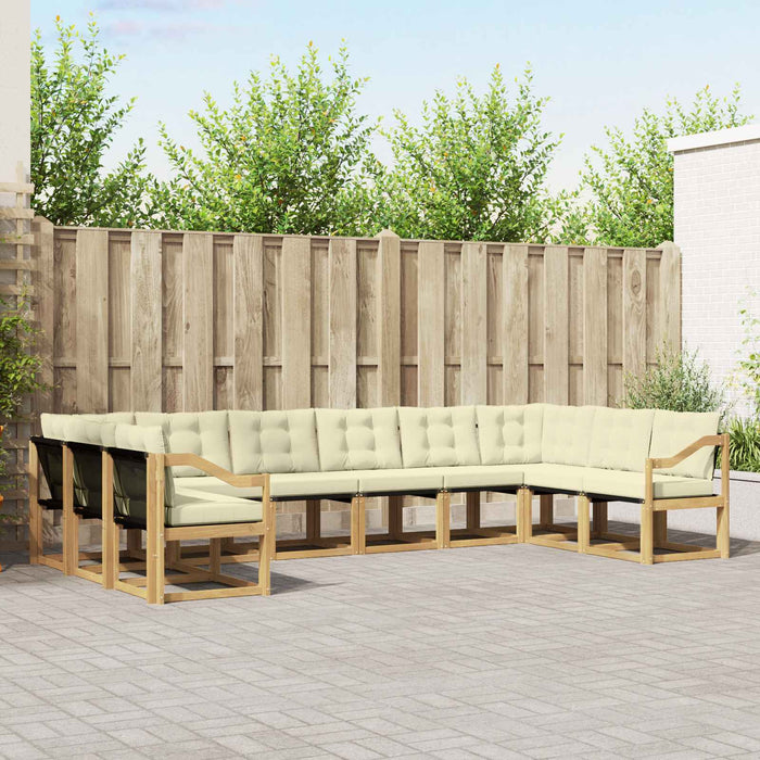 Set de canapele de exterior cu pernă 10 pcs Alb și crem - WALTI WALTI