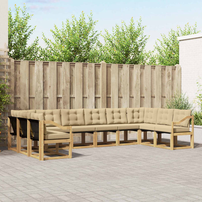 Set de canapele de exterior cu pernă 10 pcs Alb și Bej WALTI