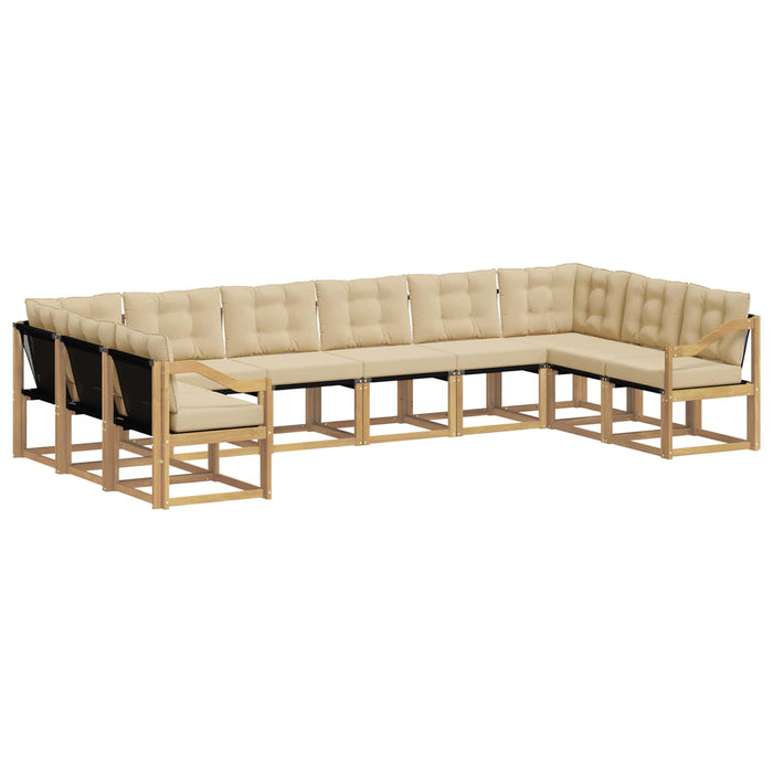 Set de canapele de exterior cu pernă 10 pcs Alb și Bej WALTI