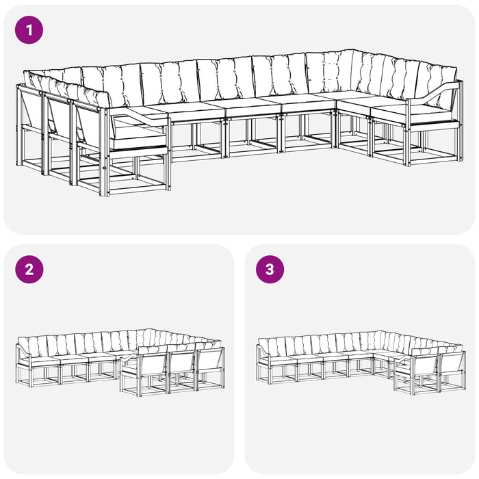 Set de canapele de exterior cu pernă 10 pcs Alb și Bej WALTI