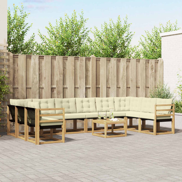 Set de canapele de exterior cu pernă 11 pcs Alb și crem WALTI