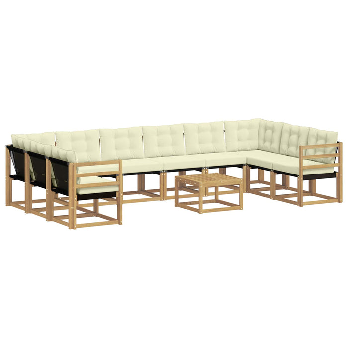 Set de canapele de exterior cu pernă 11 pcs Alb și crem WALTI