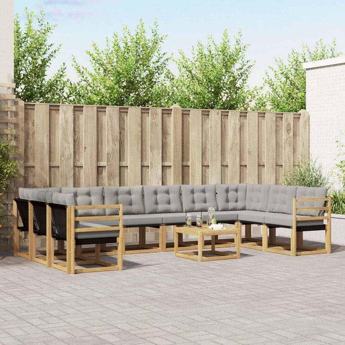 Set de canapele de exterior cu pernă 11 pcs Alb și gri deschis WALTI