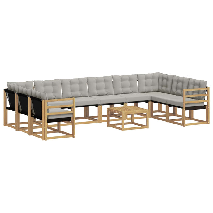 Set de canapele de exterior cu pernă 11 pcs Alb și gri deschis WALTI