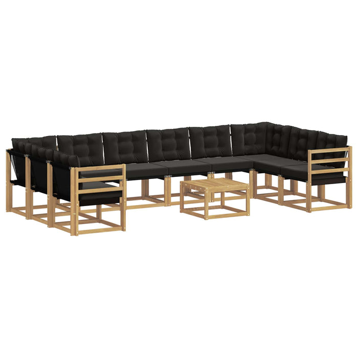 Set de canapele de exterior cu pernă 11 pcs Alb și negru WALTI