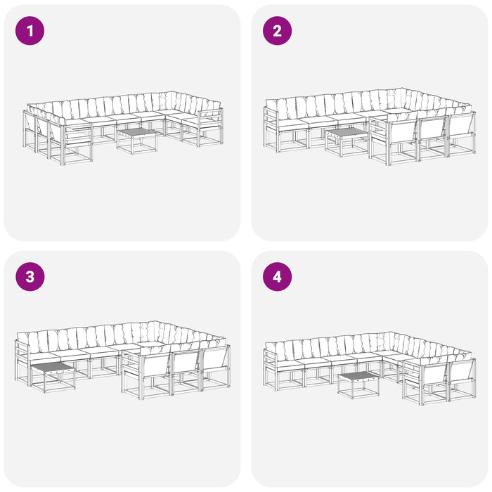 Set de canapele de exterior cu pernă 11 pcs Alb și negru WALTI