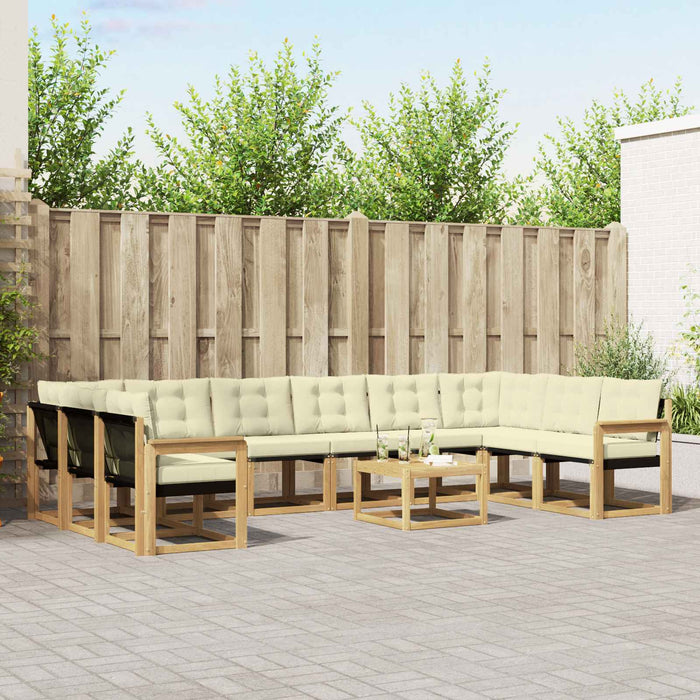 Set de canapele de exterior cu pernă 11 pcs Alb și crem WALTI