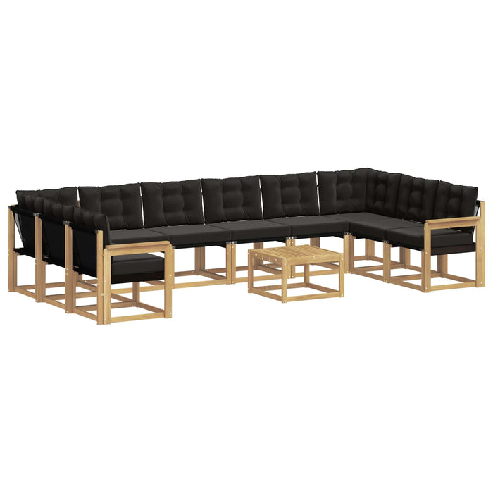 Set de canapele de exterior cu pernă 11 pcs Alb și negru WALTI