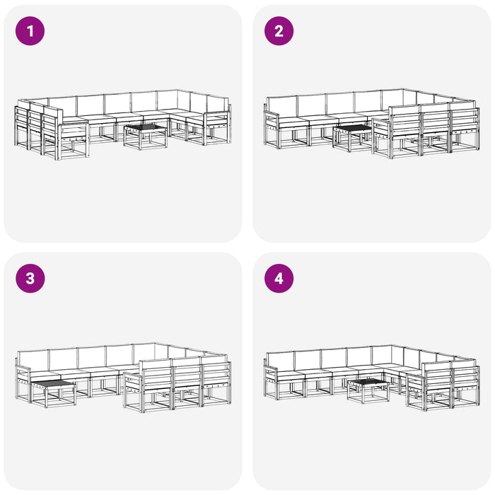 Set de canapele de exterior cu pernă 11 pcs Alb și negru WALTI