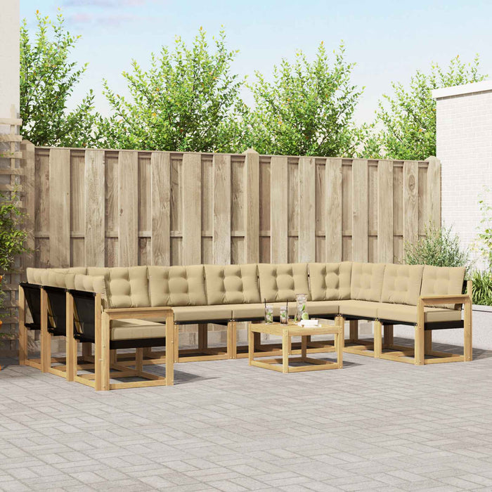 Set de canapele de exterior cu pernă 11 pcs Alb și Bej WALTI