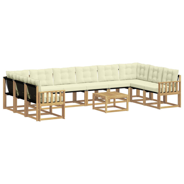 Set de canapele de exterior cu pernă 11 pcs Alb și crem WALTI