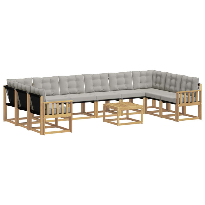 Set de canapele de exterior cu pernă 11 pcs Alb și gri deschis WALTI