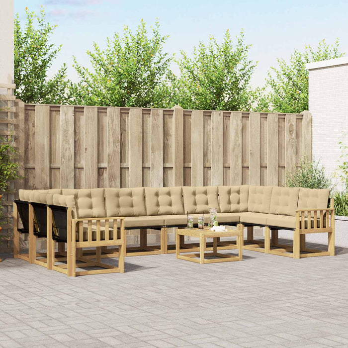 Set de canapele de exterior cu pernă 11 pcs Alb și Bej WALTI
